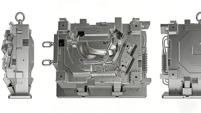 A detailed 2K Injection Mold shown from multiple angles