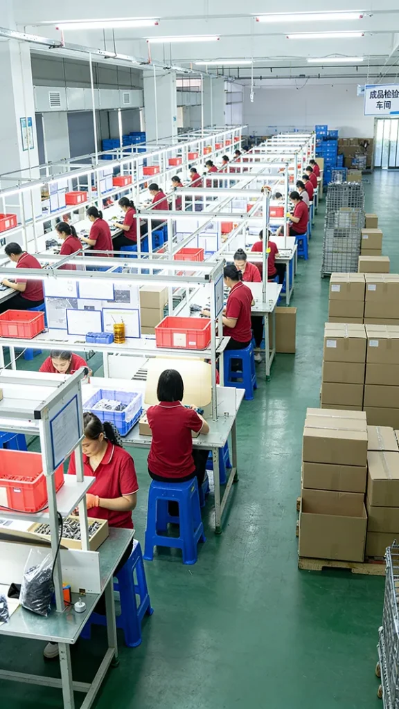 Quality process ensured by workers in inspection workshop