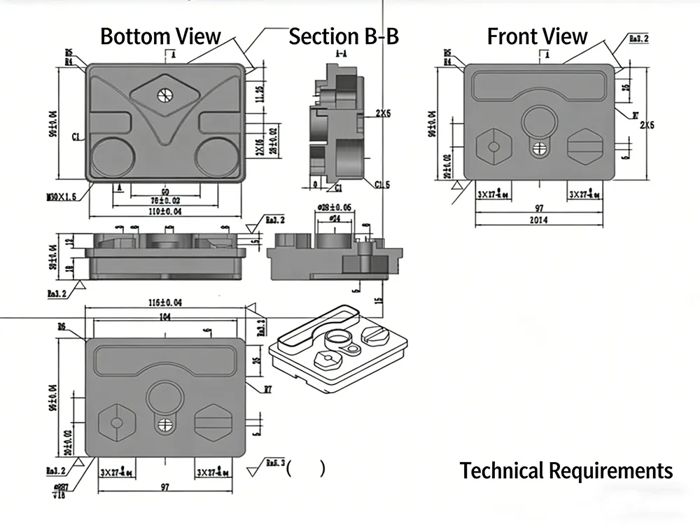 Technical Drawing and Design Review of Precision Component