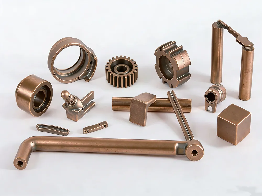 Custom copper machined parts including gears and precision industrial components