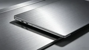 Brushed Aluminum laptop cover with sleek matte finish and fine grain