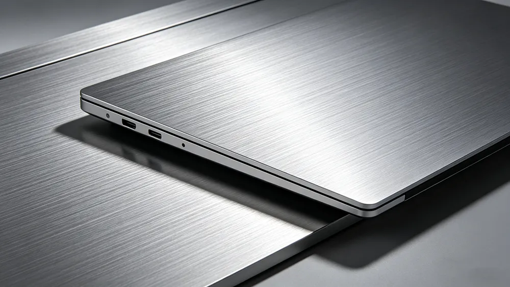 Brushed Aluminum laptop cover with sleek matte finish and fine grain