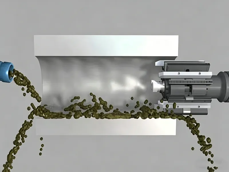 Honing process diagram showing abrasive tool movement and coolant flow inside a bore