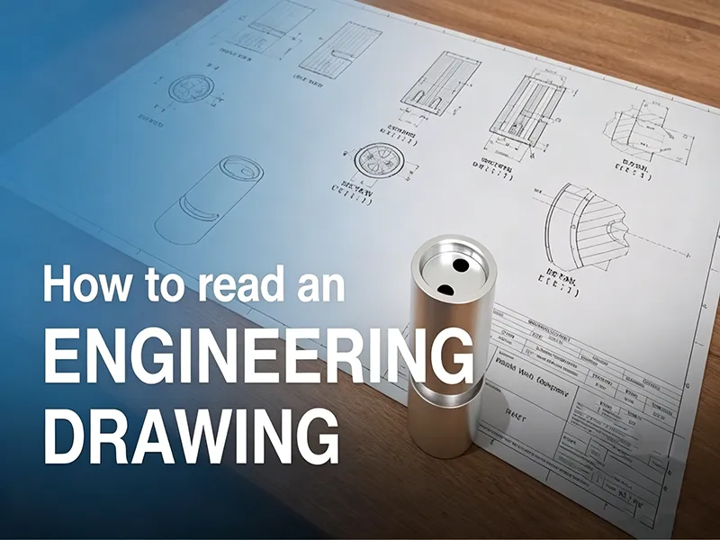How to read an engineering drawing with part views and dimensions