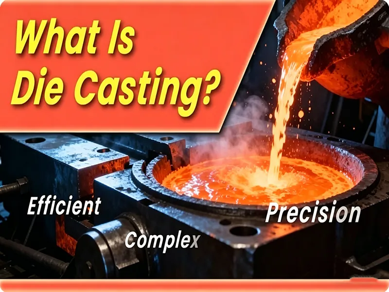 Molten metal pouring into a die casting mold during production process