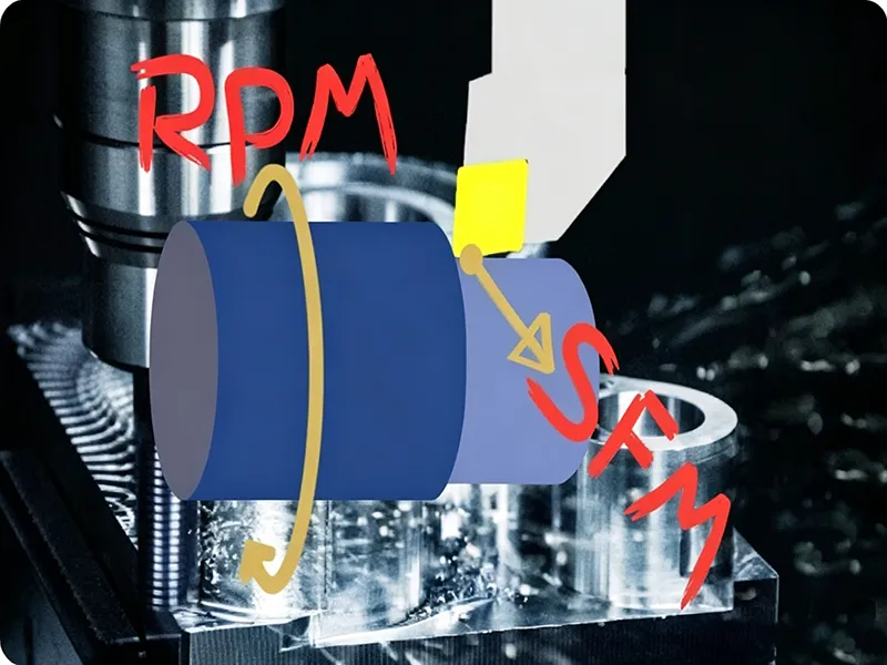 SFM visual guide for machining with RPM and surface speed concept