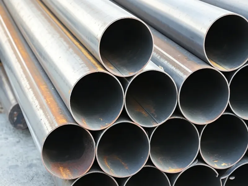 Stainless steel pipes showing surface condition and corrosion exposure in storage
