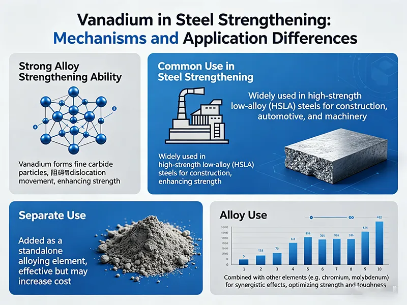 Vanadium in steel strengthening for high-strength alloy applications