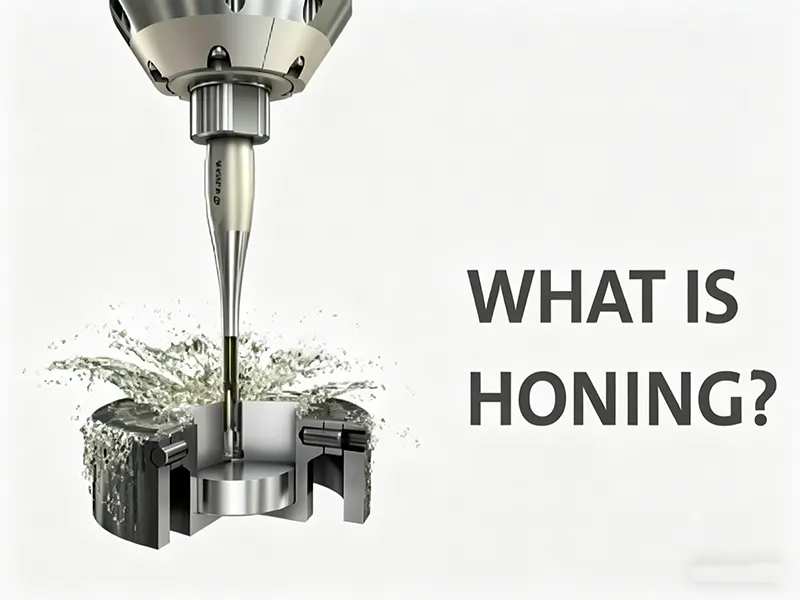 Honing tool illustration showing internal finishing and fluid-assisted surface refinement