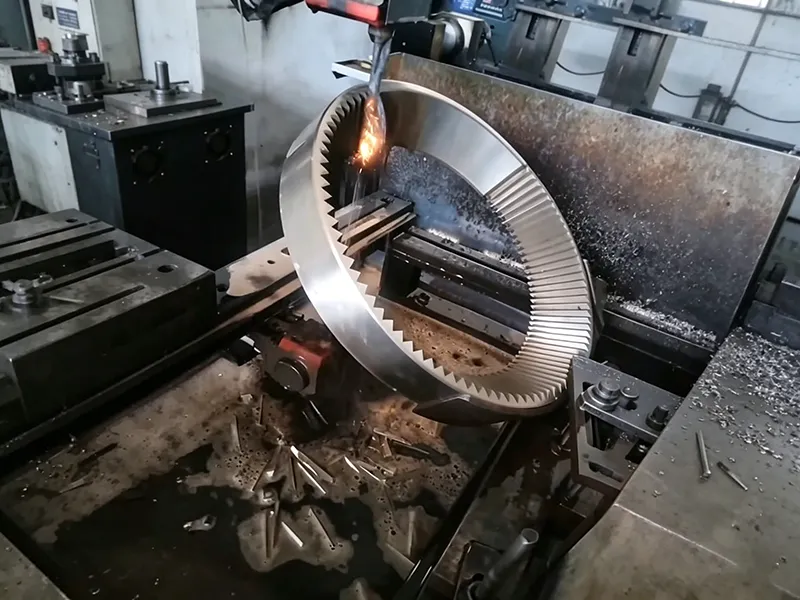 Wire EDM machining of a large precision ring gear component