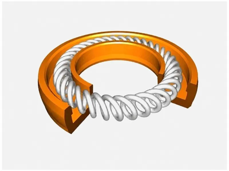 Circular coil spring assembly shown inside a ring-shaped mechanical housing