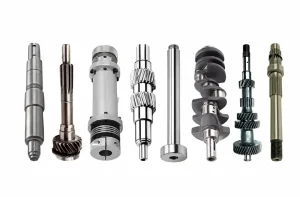 Different types of shafts including gear shafts, step shafts, crankshafts, and splined shafts