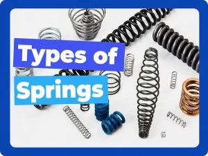 Different types of springs including compression springs, extension springs, and coil springs