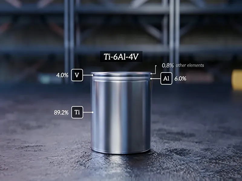 Ti-6Al-4V titanium alloy composition showing titanium aluminum and vanadium