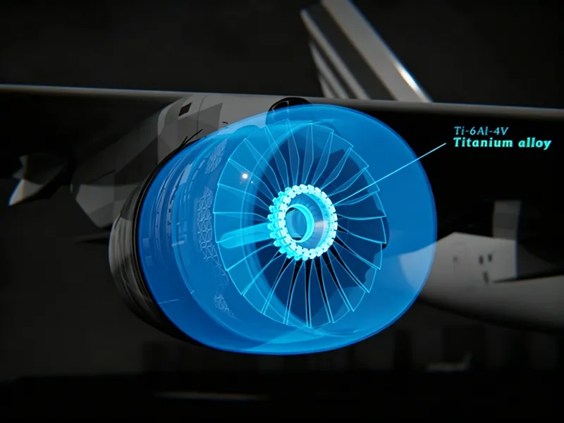 Titanium alloy used in aerospace engine applications for lightweight strength
