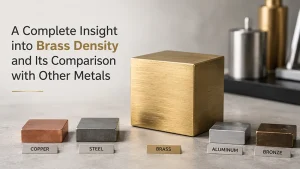 Brass machining chips collected in an industrial metal hopper after CNC processing