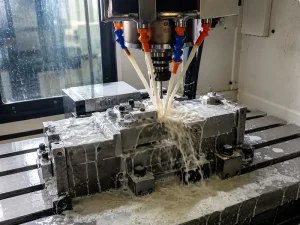 Multi-nozzle coolant delivery system inside a CNC machining center