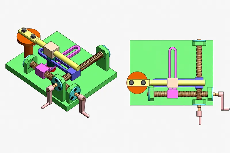 Lead Screw Mechanism model showing rotary input converted into linear movement