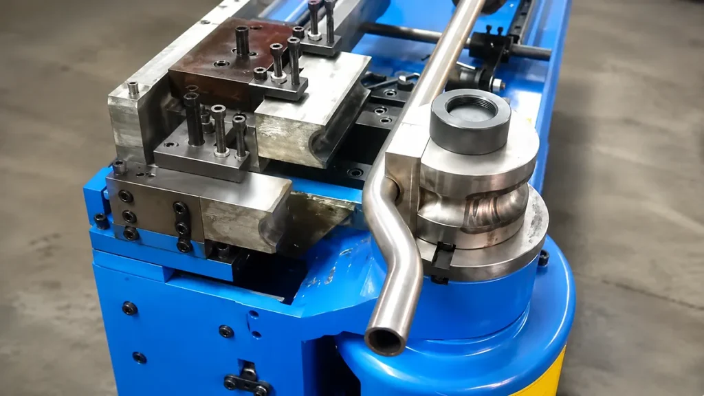 Mandrel Bending machine forming a stainless steel tube