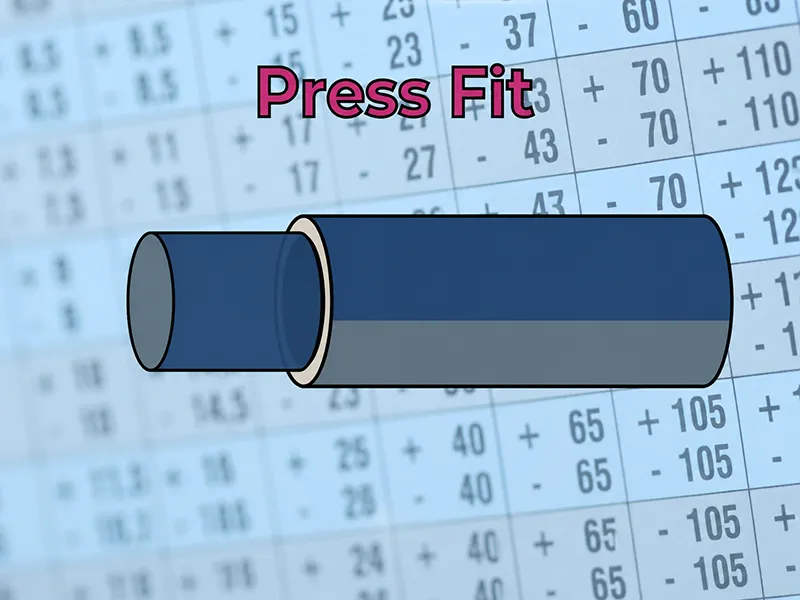 Press Fit Tolerance diagram showing an oversized shaft inserted into a mating hole