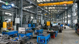Large precision machining workshop with industrial equipment
