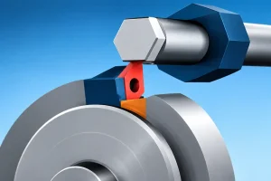 CNC turning tool cutting a rotating workpiece with proper tool clearance